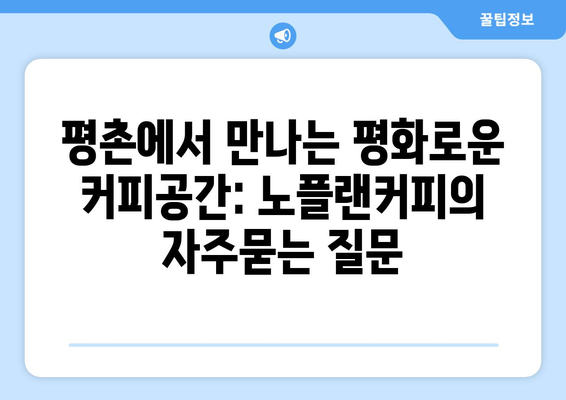 평촌에서 만나는 평화로운 커피공간: 노플랜커피