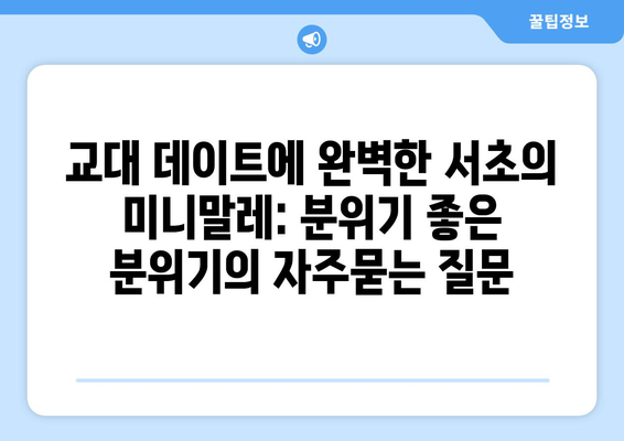 교대 데이트에 완벽한 서초의 미니말레: 분위기 좋은 분위기